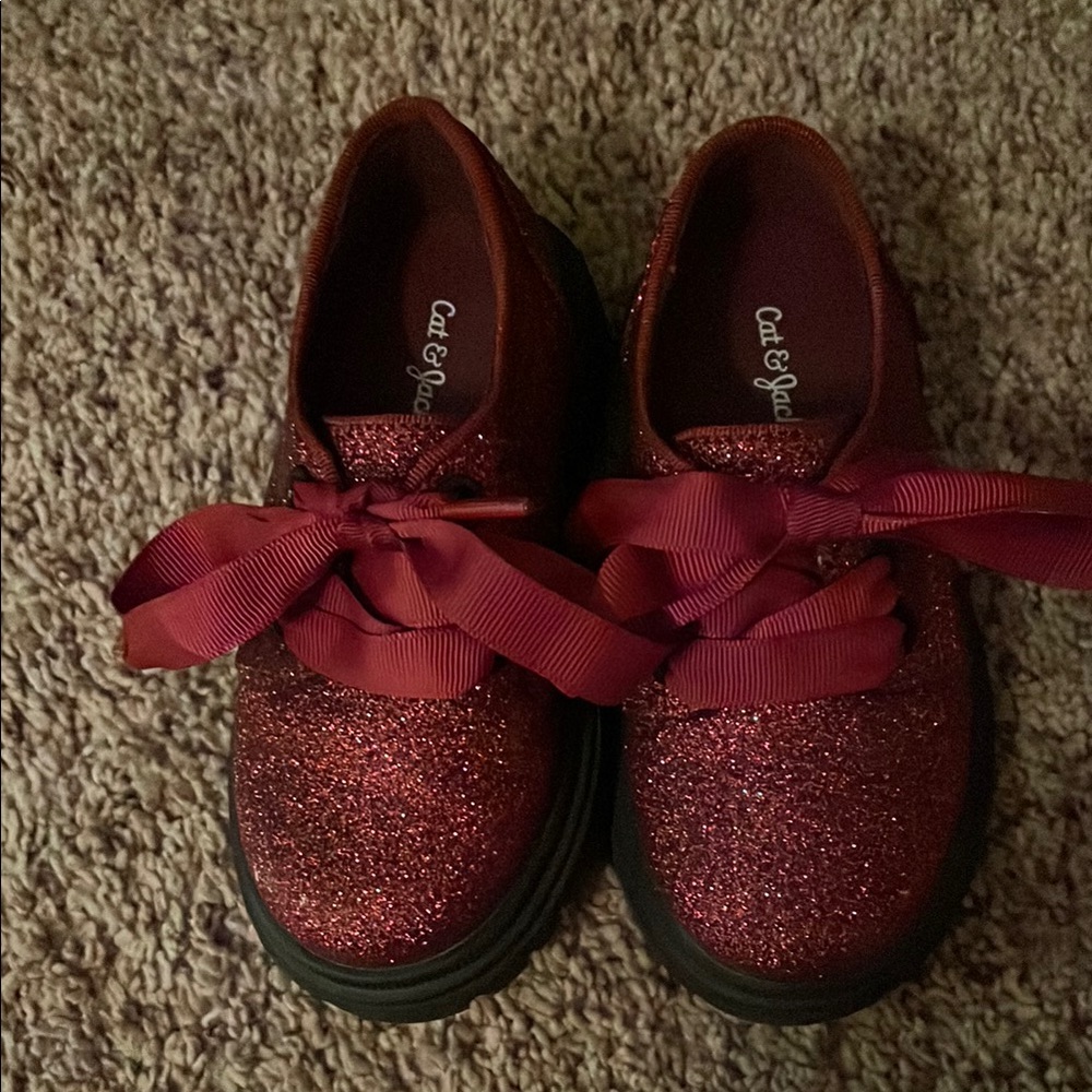 Cat & Jack Red and Black Dress Shoes with Ribbon Laces